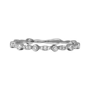 white gold band set with round and marquise diamonds