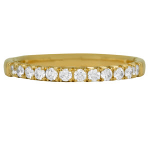 yellow gold band set with round brilliant diamonds
