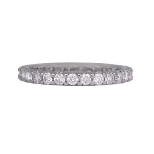 white eternity band set with round diamonds