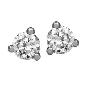white gold stud earrings set with round brilliant diamonds
