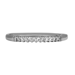 white gold band set with round diamonds