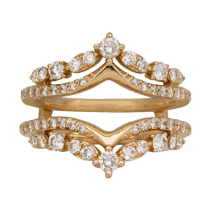 curved ring guard set with round brilliant diamonds