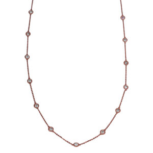 yellow gold station necklace set with round brilliant diamonds