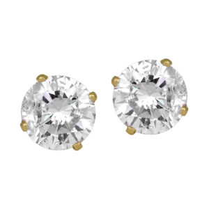 yellow gold stud earrings set with round brilliant diamonds