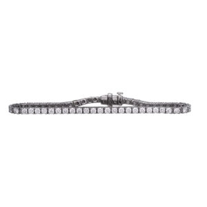 white gold tennis bracelet set with round diamonds