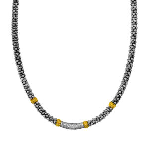 sterling silver and yellow gold necklace