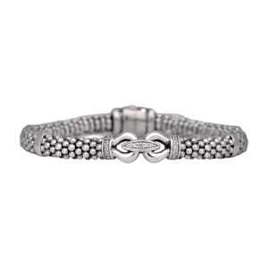 sterling silver bracelet with a buckle and set with small round diamonds