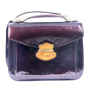 plum vernis leather Louis Vuitton shoulder bag with gold hardware buckle