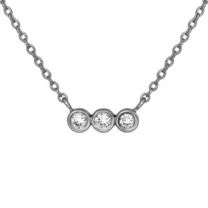 white gold station pendant set with 3 round brilliant diamonds