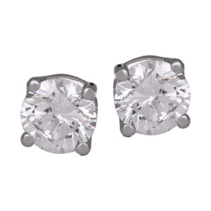 white gold stud earrings set with round brilliant diamonds