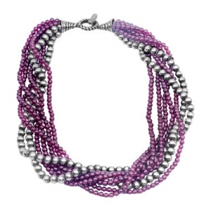 sterling silver Tiffany & Co. multi-strand necklace set with garnet and silver beads