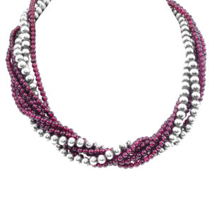 sterling silver Tiffany & Co. multi-strand necklace set with garnet and silver beads