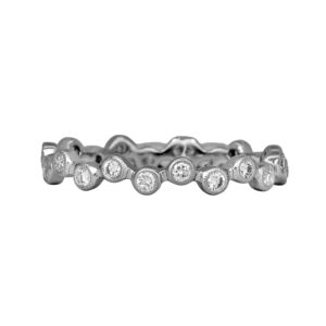 white gold eternity band set with round brilliant diamonds