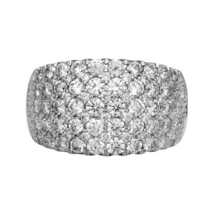 white gold wide band pave set with round diamonds