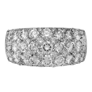 white gold band set with round diamonds
