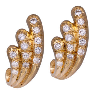yellow gold spray earrings set with round diamonds