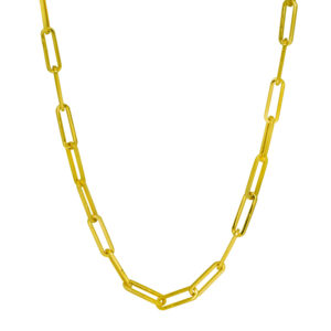 yellow gold paper clip necklace