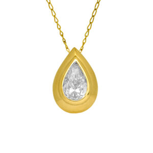 yellow gold slide pendant set with a pear diamond