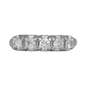 white gold ring set with round diamonds