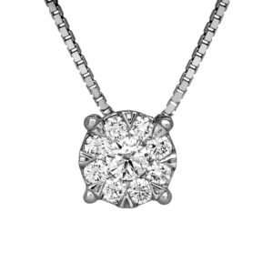 white gold circle pendant set with round brilliant diamonds