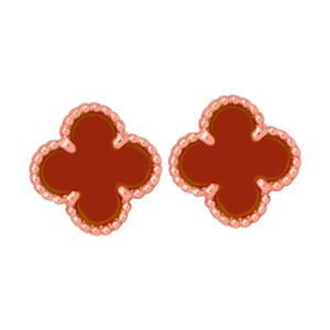 van cleef and arpels rose gold alhambra earrings set with red carnelian