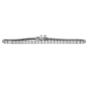 white gold tennis bracelet set with round diamonds