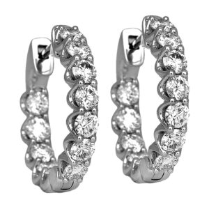 white gold inside out hoop earrings set with round brilliant diamonds