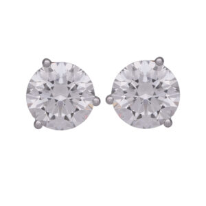 white gold earrings set with round diamonds