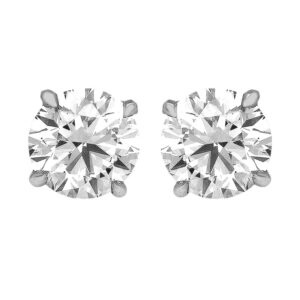 white gold earrings set with round brilliant diamonds