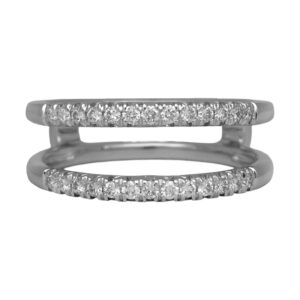 white gold ring guard set with round diamonds