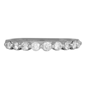 white gold band set with round diamonds