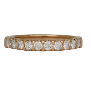 yellow gold band set with round diamonds
