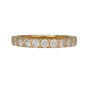 yellow gold band set with round diamonds