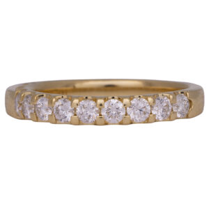 yellow gold band set with round brilliant diamonds