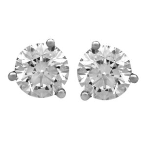 white gold earrings set with round diamonds