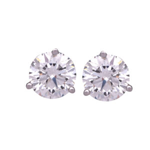 white gold earrings set with round brilliant diamonds