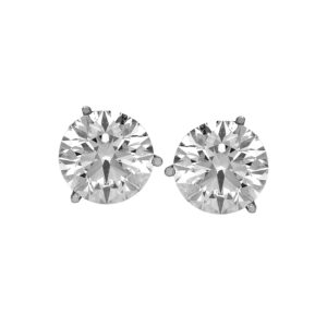 white gold earrings set with round diamonds