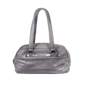 grey pebbled leather bowler bag