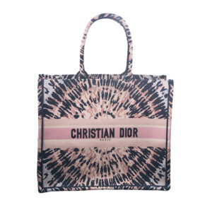 christian dior tie-dye tote handbag in cream, pink, and blue
