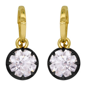 yellow gold and black rhodium drop earrings set with round diamonds