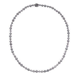 white gold and black rhodium tennis necklace set with round diamonds