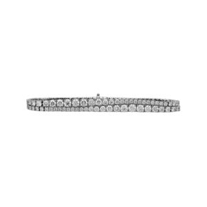 white gold graduated line bracelet set with round diamonds