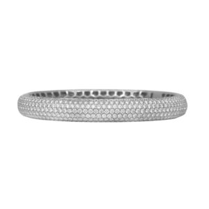 white gold bangle bracelet set with paved round diamonds
