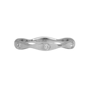 white gold wavy band set with small round diamonds