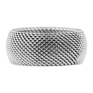 sterling silver Tiffany wide ring with beaded texture