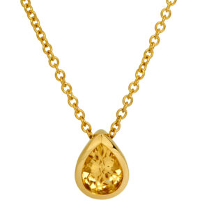 yellow gold pendant set with a pear citrine