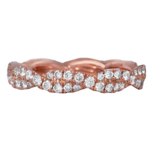 rose gold twisted band set with round diamonds