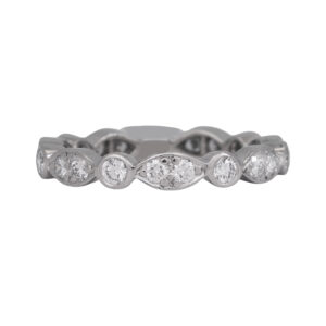 platinum Tiffany band set with round diamonds