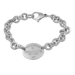 sterling silver link bracelet with Tiffany oval tag