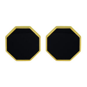 yellow gold earrings set with octagon onyx